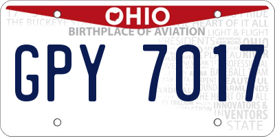 OH license plate GPY7017