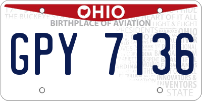 OH license plate GPY7136