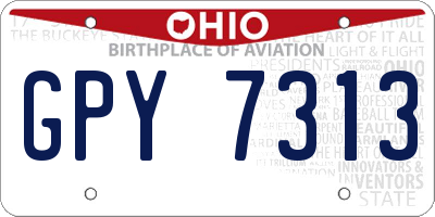 OH license plate GPY7313