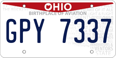 OH license plate GPY7337