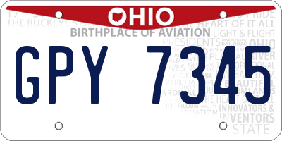OH license plate GPY7345