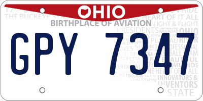 OH license plate GPY7347