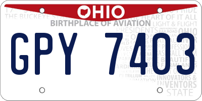 OH license plate GPY7403