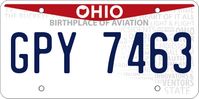OH license plate GPY7463