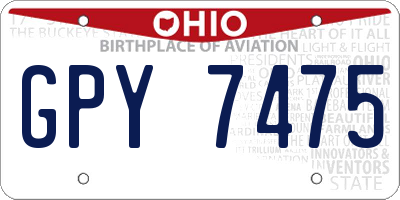 OH license plate GPY7475