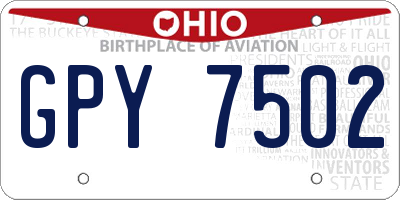 OH license plate GPY7502