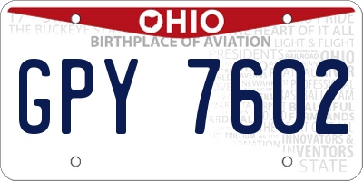 OH license plate GPY7602