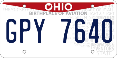 OH license plate GPY7640