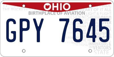 OH license plate GPY7645