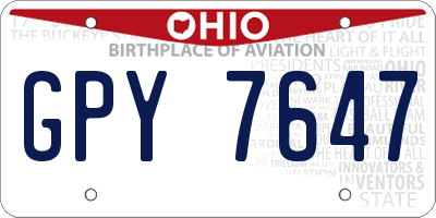 OH license plate GPY7647
