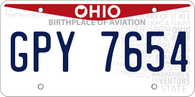 OH license plate GPY7654