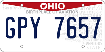 OH license plate GPY7657