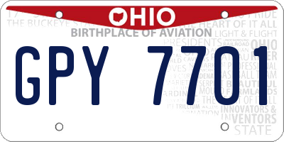 OH license plate GPY7701