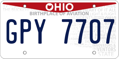 OH license plate GPY7707