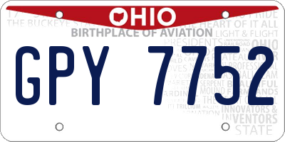 OH license plate GPY7752