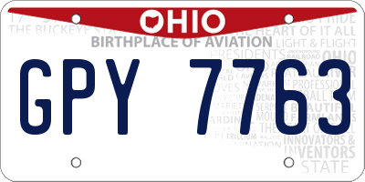 OH license plate GPY7763