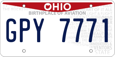 OH license plate GPY7771