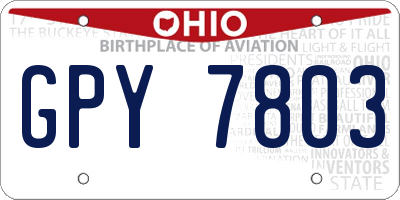 OH license plate GPY7803