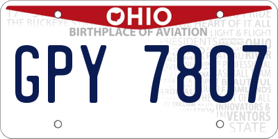 OH license plate GPY7807