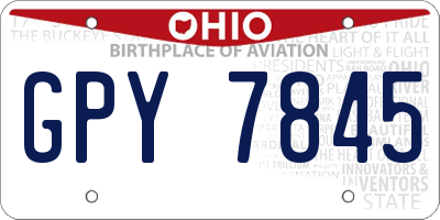 OH license plate GPY7845