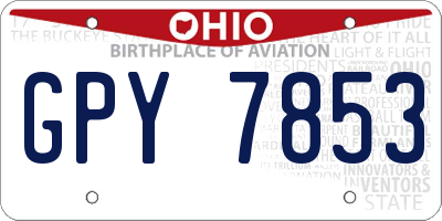 OH license plate GPY7853