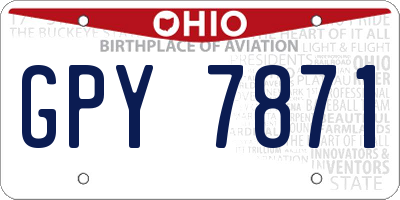 OH license plate GPY7871