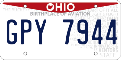 OH license plate GPY7944