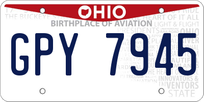 OH license plate GPY7945