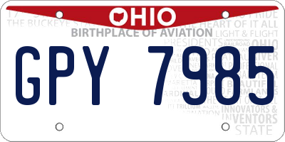 OH license plate GPY7985