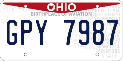 OH license plate GPY7987