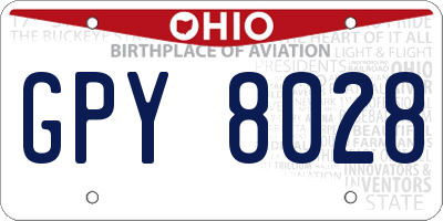 OH license plate GPY8028