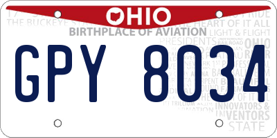 OH license plate GPY8034