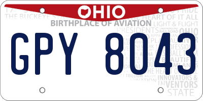 OH license plate GPY8043