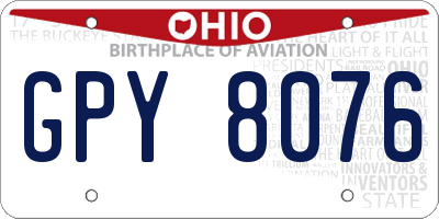 OH license plate GPY8076