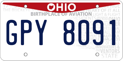 OH license plate GPY8091