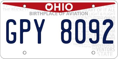 OH license plate GPY8092