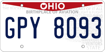 OH license plate GPY8093