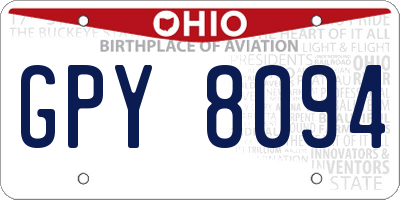 OH license plate GPY8094