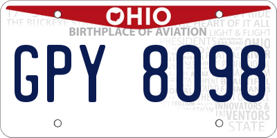 OH license plate GPY8098