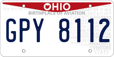 OH license plate GPY8112