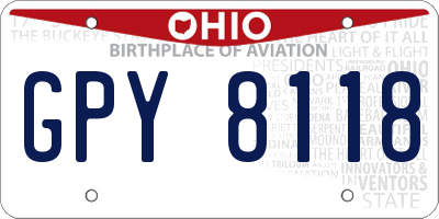 OH license plate GPY8118