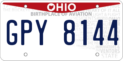 OH license plate GPY8144