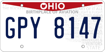 OH license plate GPY8147