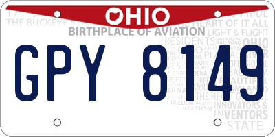 OH license plate GPY8149