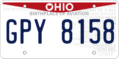 OH license plate GPY8158