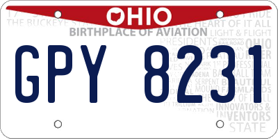 OH license plate GPY8231