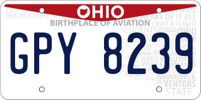 OH license plate GPY8239