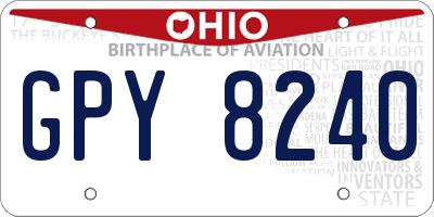 OH license plate GPY8240