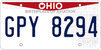 OH license plate GPY8294