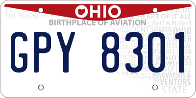 OH license plate GPY8301
